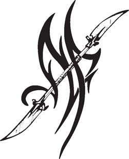 tribal Double-Bladed Spear decal